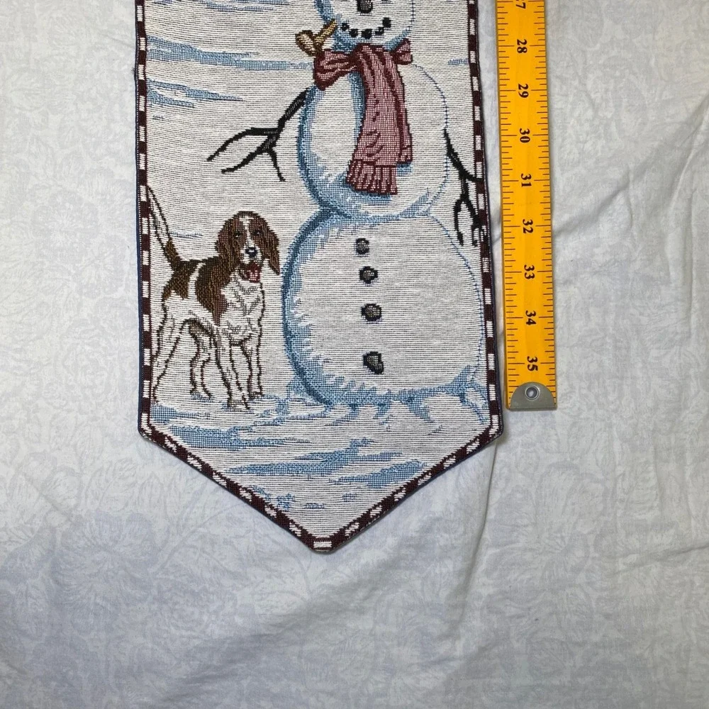 Manual Woodworkers Weavers Front Yard Snowmen Christmas Bell Pull Tapestry 39